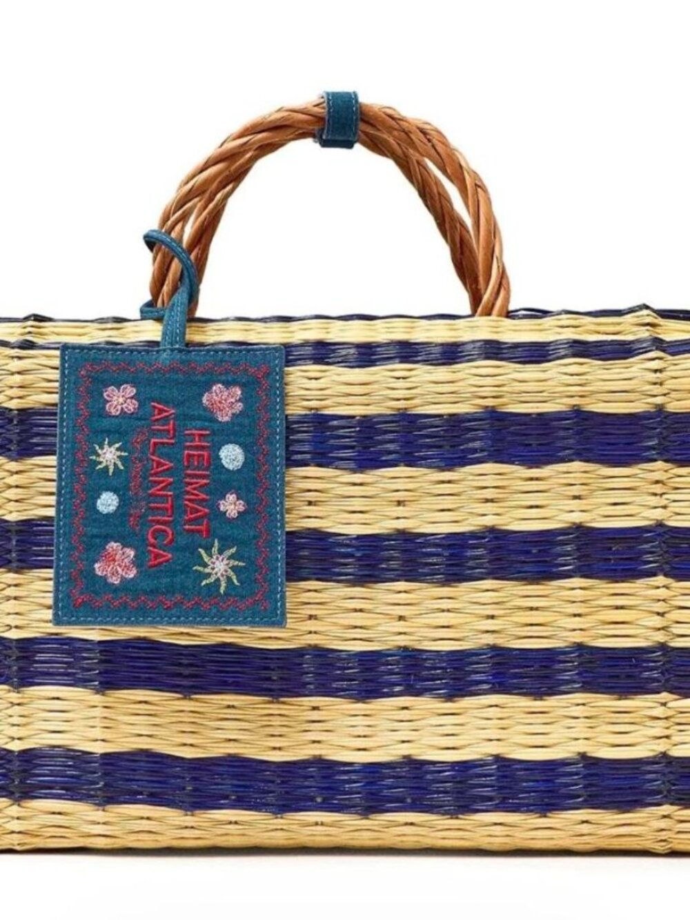 Heimat Atlantica Beach Basket Blue Stripe Bag
